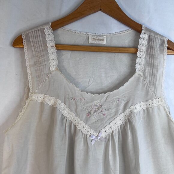 Barbizon VTG Nightgown Nightie Sleeveless Embroidered Lace Trim Size Large Boho - Picture 3 of 9